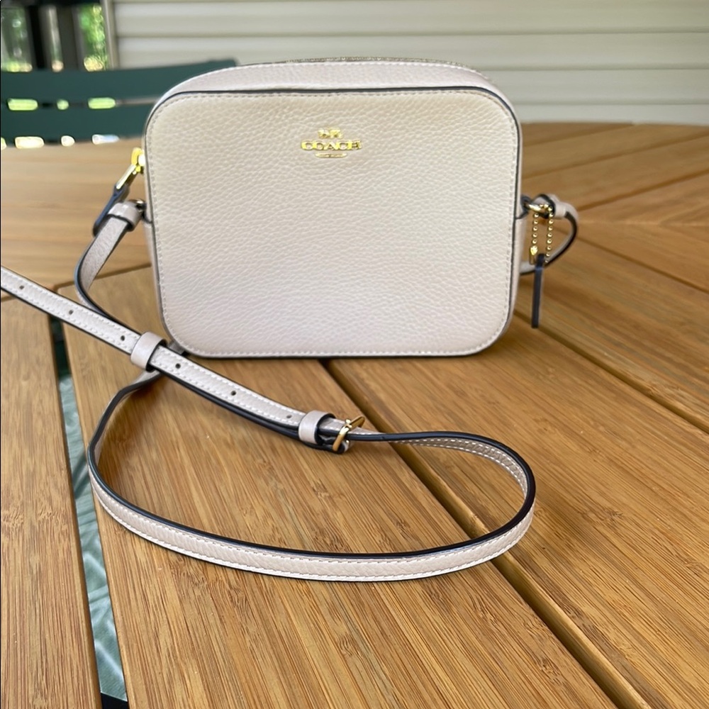 Brown Coach Pebbled Leather Crossbody in brown with Gold Hardware